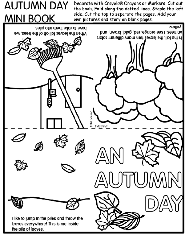 Coloring Sheets Kindergarten Fall Autumn Day Mini Book Coloring Page crayolacom