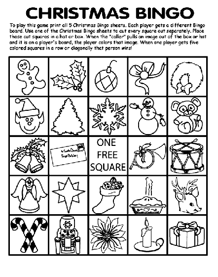 Christmas Bingo Board No.1 coloring page