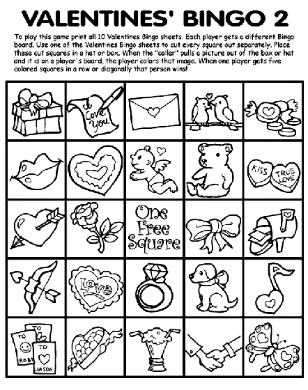 Valentine's Bingo 2 coloring page