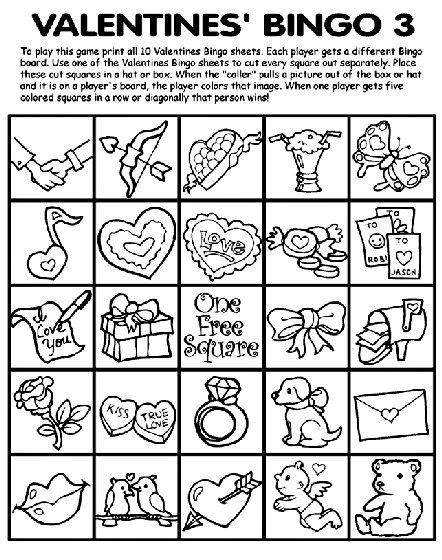 Valentine's Bingo 3 coloring page