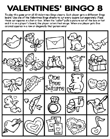 Valentine's Bingo 8 coloring page