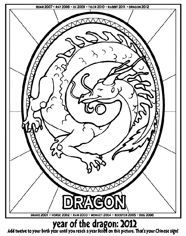 Coloring Chinese Chinese New Year Year of the Dragon Coloring Page