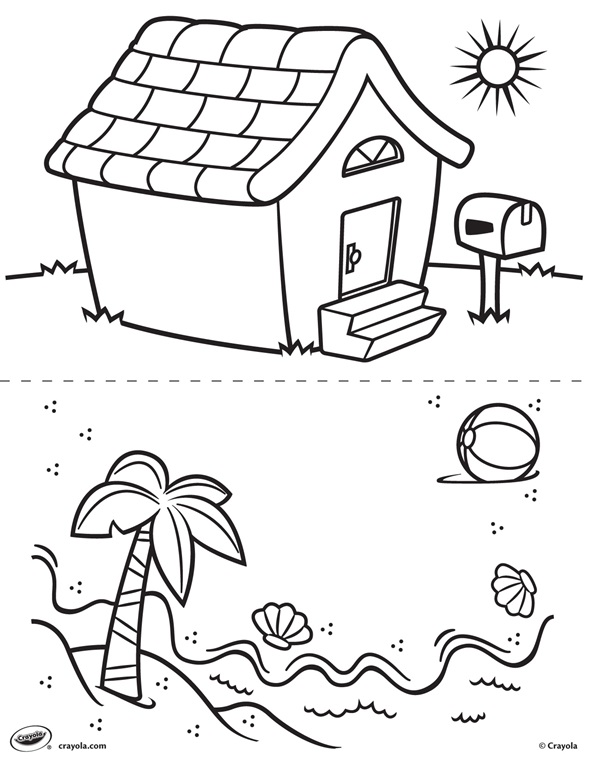 Beach For Coloring First Pages House and Beach Coloring Page crayolacom