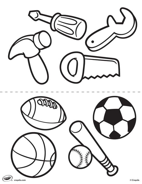 First Pages - Tools and Sports Coloring Page | crayola.com