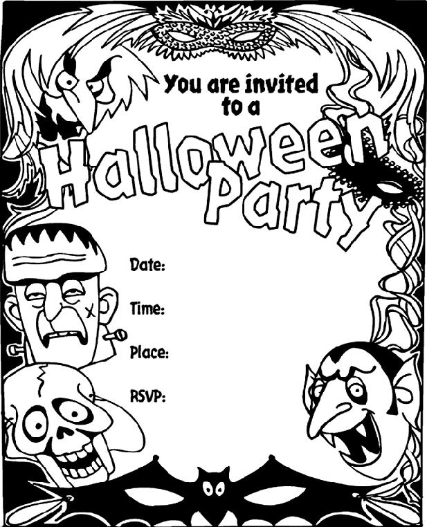 Halloween Invitation Coloring Page