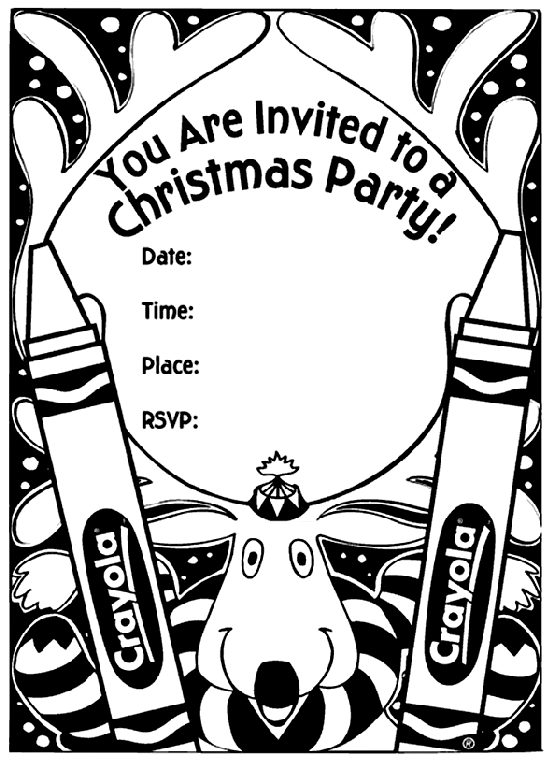 Christmas Party Invitation - Reindeer Coloring Page | crayola.com