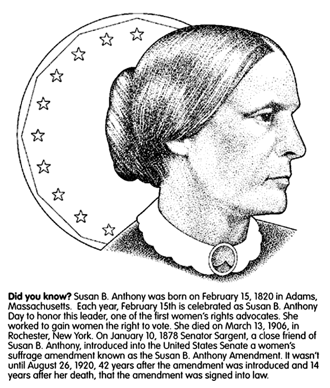 Susan B. Anthony Coloring Page
