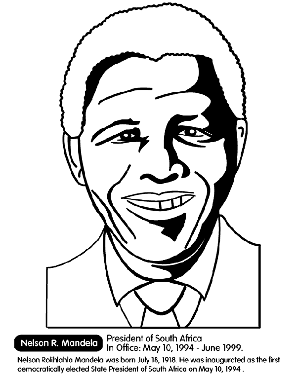 South Africa President Nelson Mandela Coloring Page