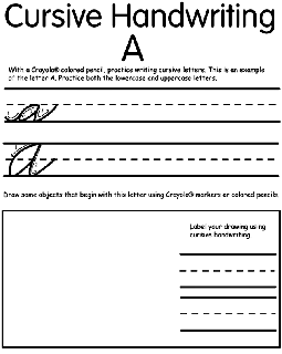 Writing Cursive A coloring page