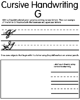 Writing Cursive G coloring page