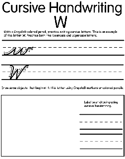 Writing Cursive W coloring page