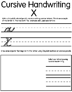Writing Cursive X coloring page