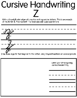 Writing Cursive Z coloring page