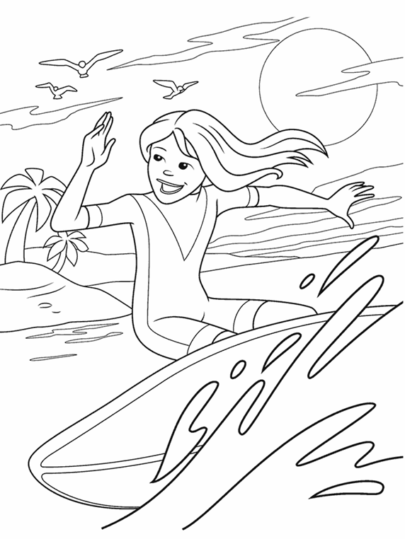 Surfer Girl Coloring Page | crayola.com