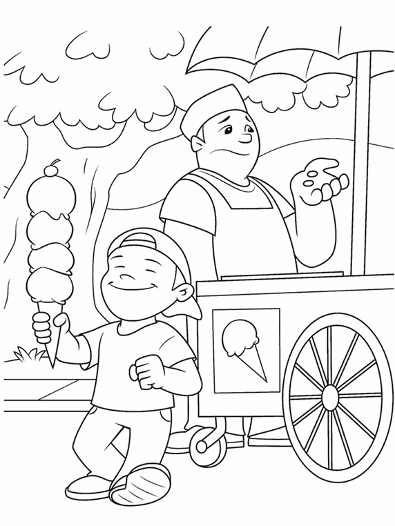 Coloring Ice Cream Printables Ice Cream Vendor Coloring Page crayolacom