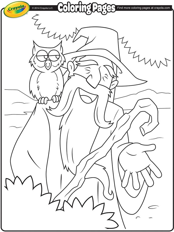 Wizard and His Owl Coloring Page | crayola.com