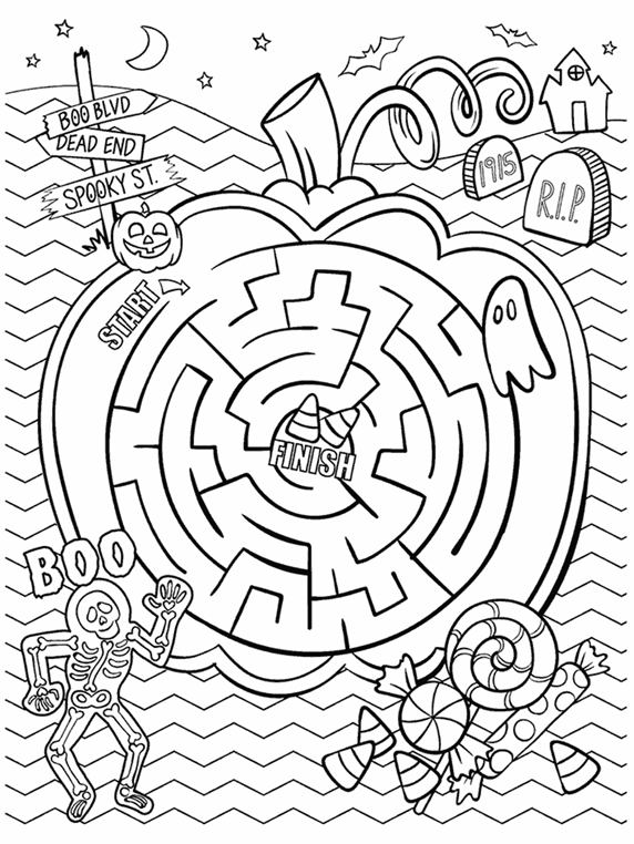 Halloween Maze Coloring Page | crayola.com