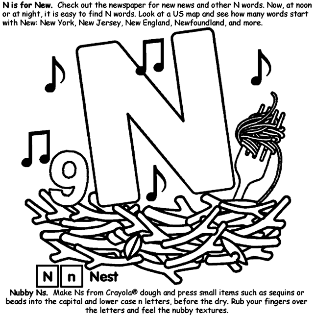 Coloring Alphabet N Alphabet N Coloring Page crayolacom