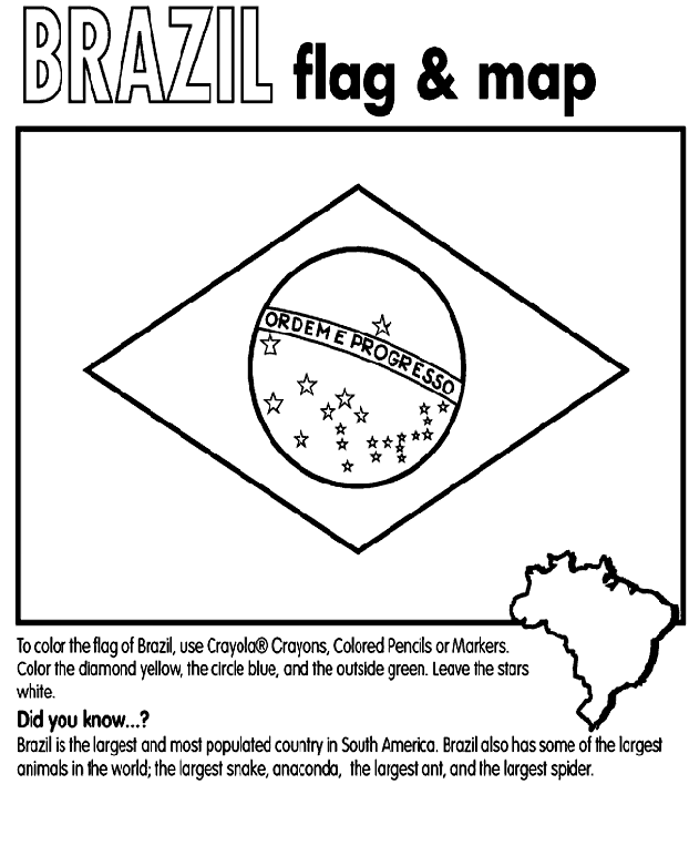 Brazil Flag Coloring Sheet Brazil Coloring Page crayolacom