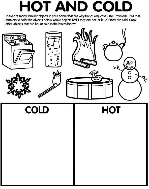 Page crayola.com opposites and weather  worksheets Cold  Hot Coloring