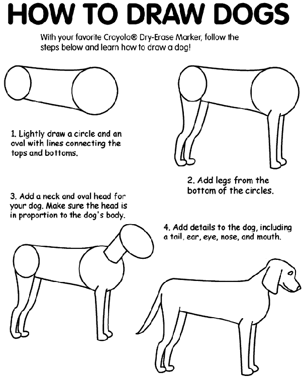 How to Draw Dogs Coloring Page