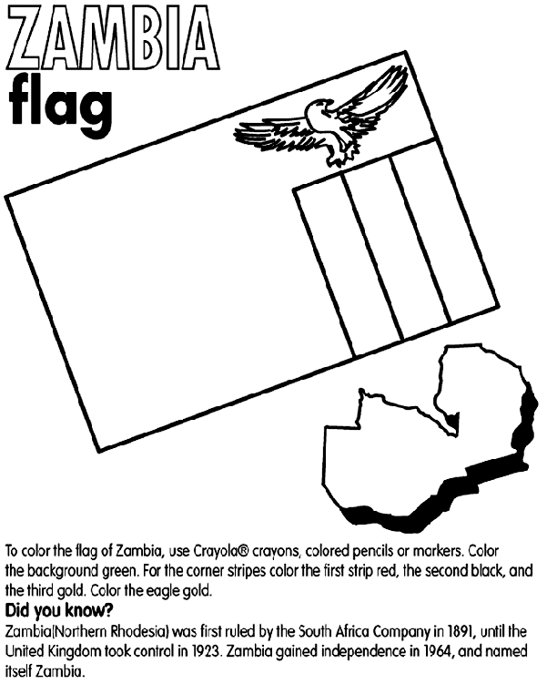Zambia Flag Coloring Page Zambia Coloring Page crayolacom