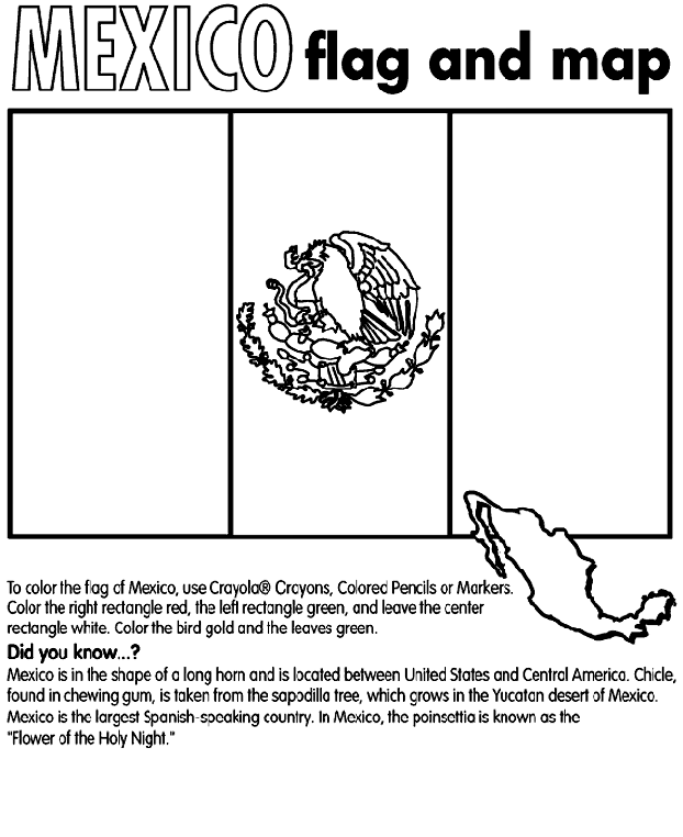 Mexico Flag To Color Mexico Coloring Page crayolacom