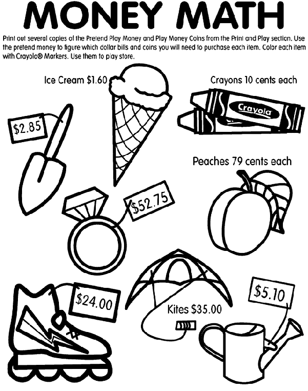 Money Coloring Pages Money Math Coloring Page crayolacom
