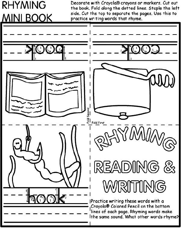 Rhyming Mini Book Coloring Page | crayola.com