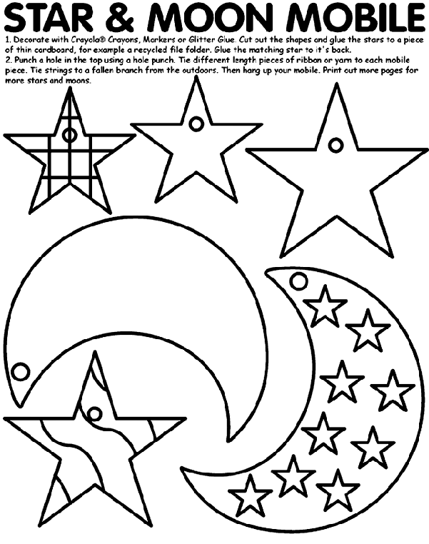 Moon And Stars Coloring Pages Printable Star and Moon Mobile Coloring Page crayolacom