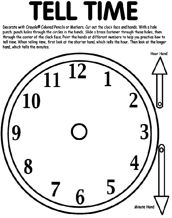 Coloring Picture Of Clock Tell Time Coloring Page crayolacom