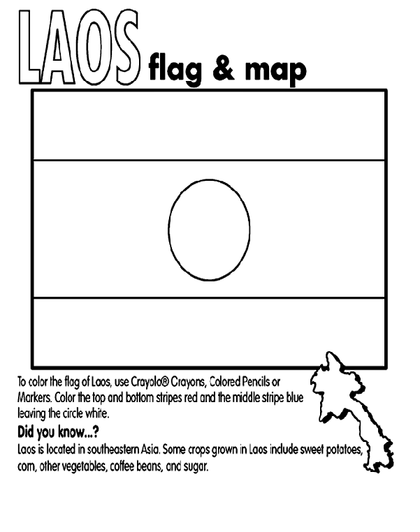 Laos Flag Coloring Page Laos Coloring Page crayolacom