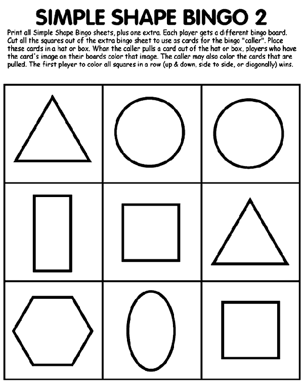 Coloring Simple Shapes Simple Shape Bingo 2 Coloring Page crayolacom