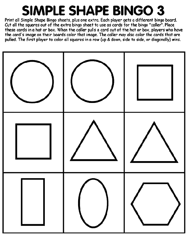 Coloring Simple Shapes Simple Shape Bingo 3 Coloring Page crayolacom