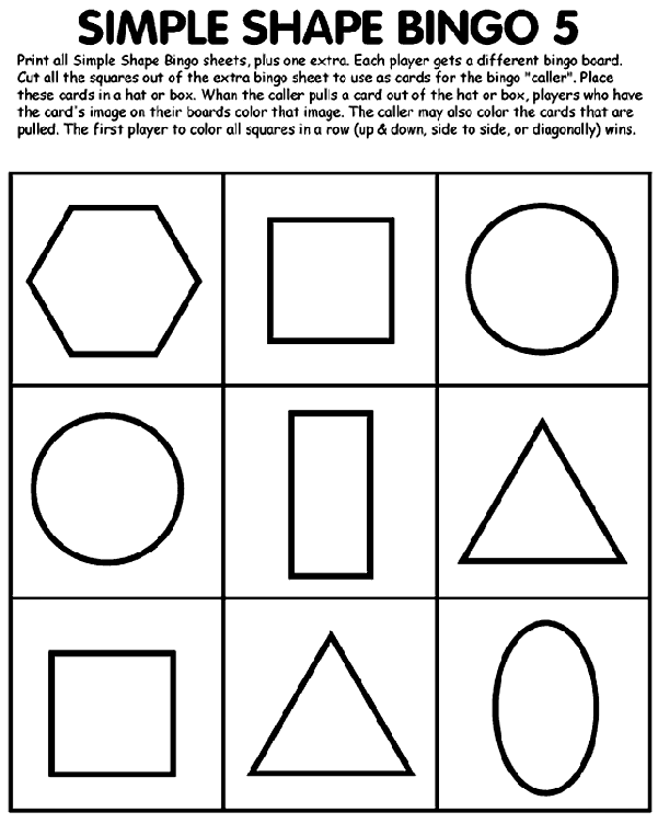 Shapes Coloring Pages Pdf Simple Shape Bingo 5 Coloring Page crayolacom