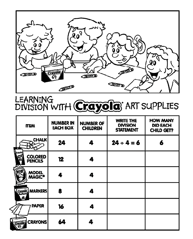 Coloring With Division Learning Division Coloring Page crayolacom