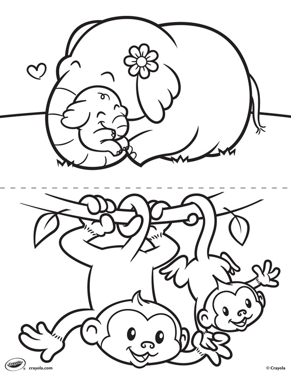 baby animals with their mothers coloring pages - photo #13