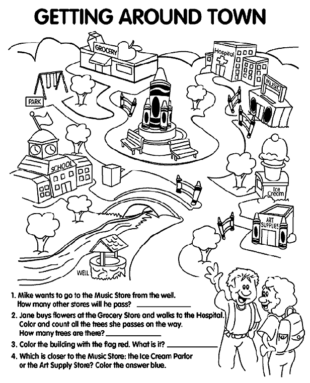 City Map Coloring Page Getting Around Town Coloring Page crayolacom