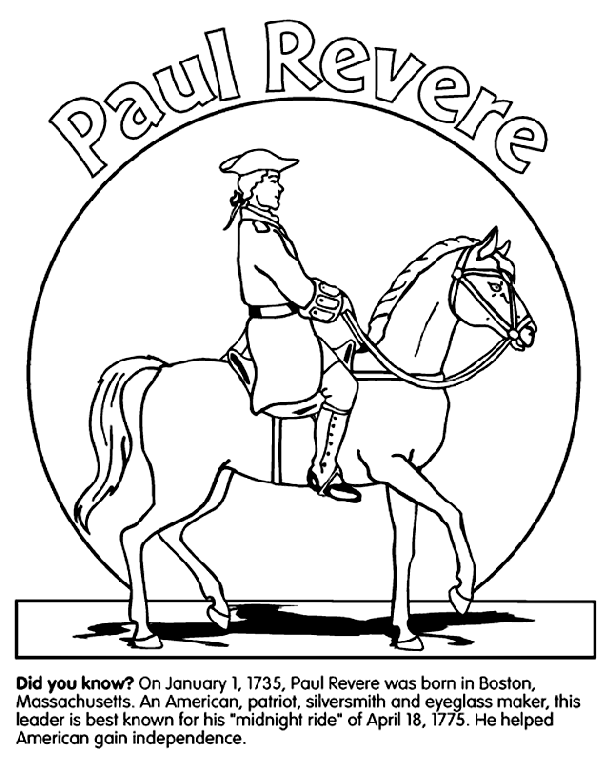 Paul Revere Coloring Page