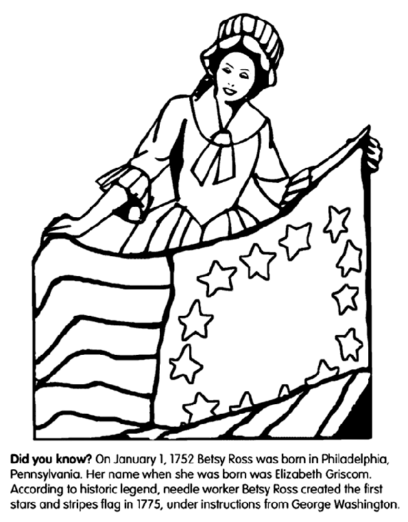 Betsy Ross Flag Coloring Page Betsy Ross Coloring Page crayolacom