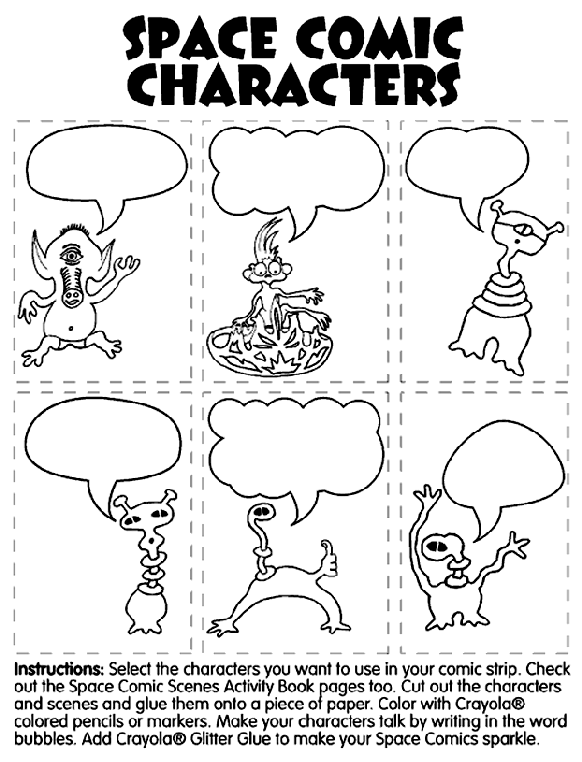 Comic Strip Coloring Pages Space Comic Characters Coloring Page crayolacom
