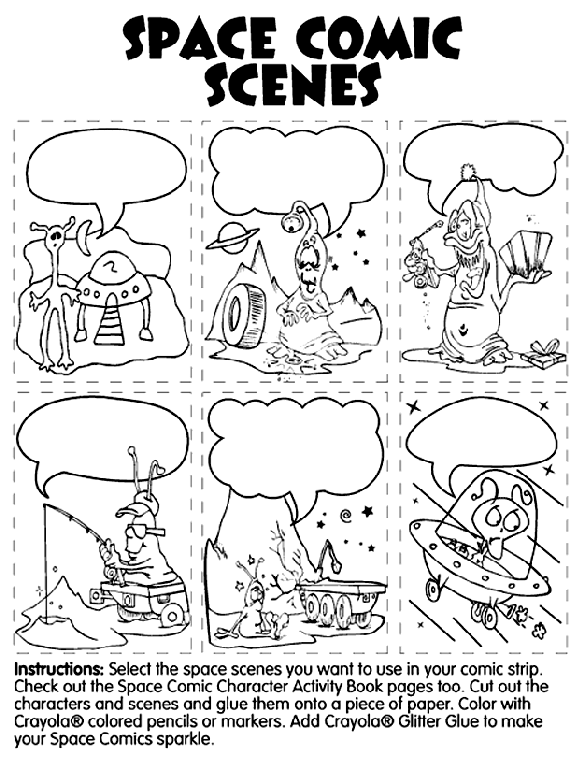 Comic Strip Coloring Pages Space Comic Scenes Coloring Page crayolacom