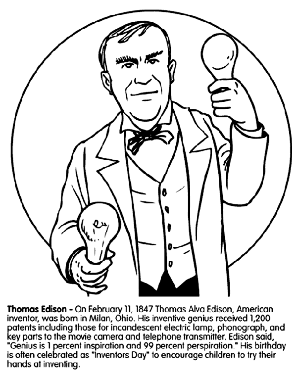 Thomas Edison Coloring Pages Thomas Edison Coloring Page crayolacom