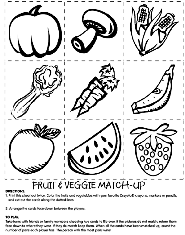 Fruit And Veggie Coloring Sheets Fruit and Veggie Match Coloring Page crayolacom