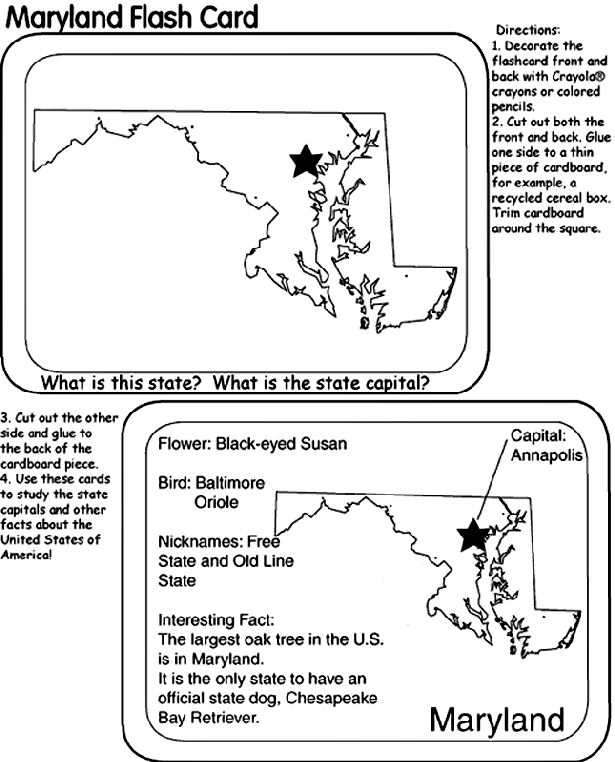 Maryland Coloring Pages US State Flash Cards Maryland Coloring Page crayolacom