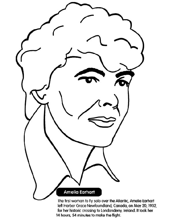 Amelia Earhart Coloring Pages Amelia Earhart Aviation Coloring Page crayolacom