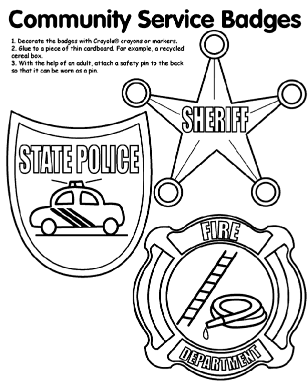 Community Coloring Page Community Service Badges Coloring Page crayolacom