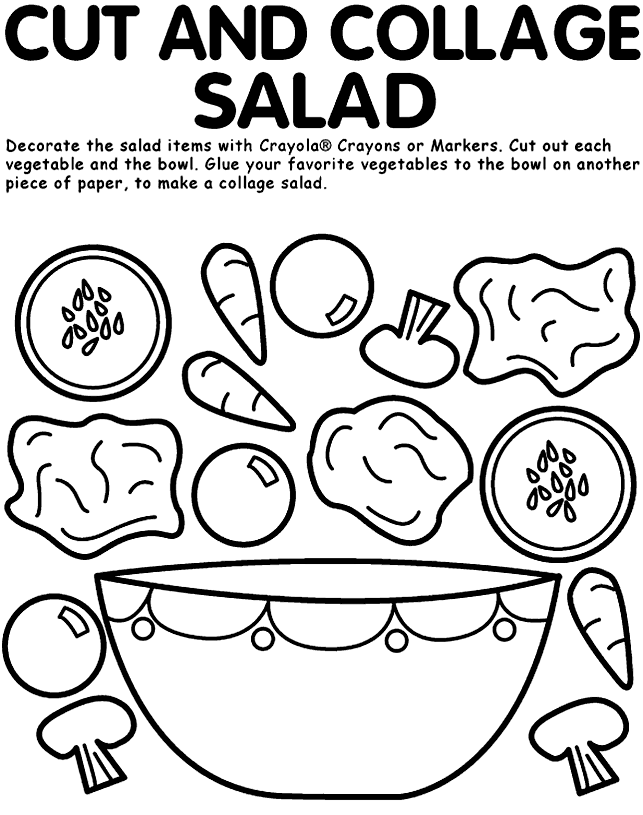 674 Simple Salad Coloring Page for Kindergarten