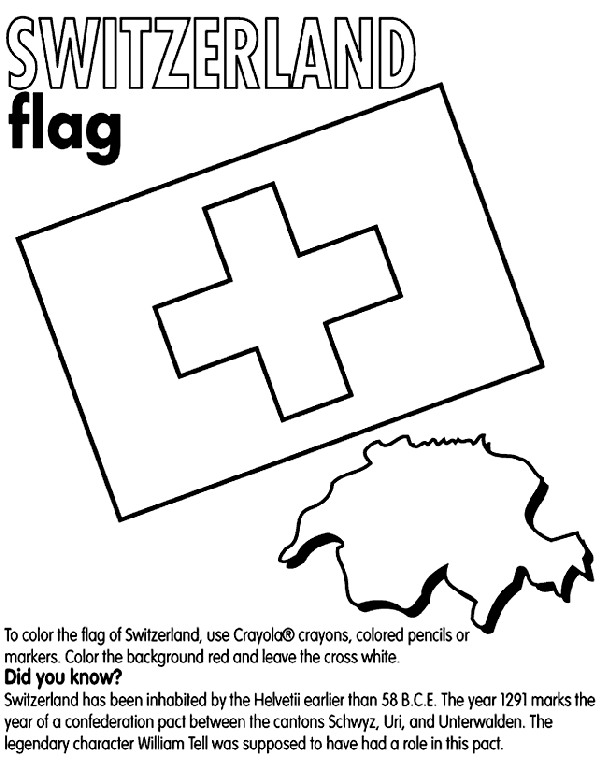 Switzerland Flag Coloring Page Switzerland Coloring Page crayolacom