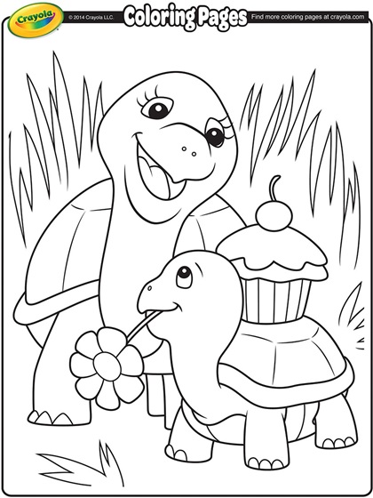 turtle mommy coloring page by crayola.com